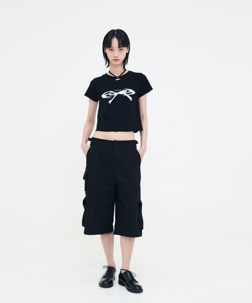 Opening Project（オープニングプロジェクト）の「Opening Project／Cropped Ribbon T（Tシャツ/カットソー・レディース・ブラック/ホワイト・SMALL/MEDIUM）」の5枚目の写真