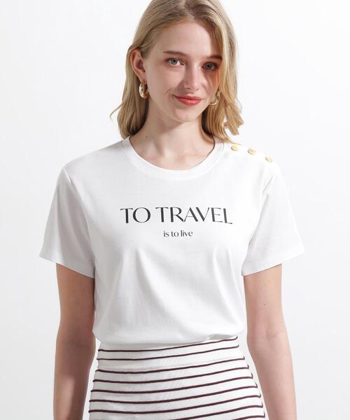 PINKY&DIANNE(ピンキーアンドダイアン)の「◆"TO TRAVEL"ロゴTシャツ(Tシャツ/カットソー・レディース・ネイビー/ホワイト・38)」の2枚目の写真
