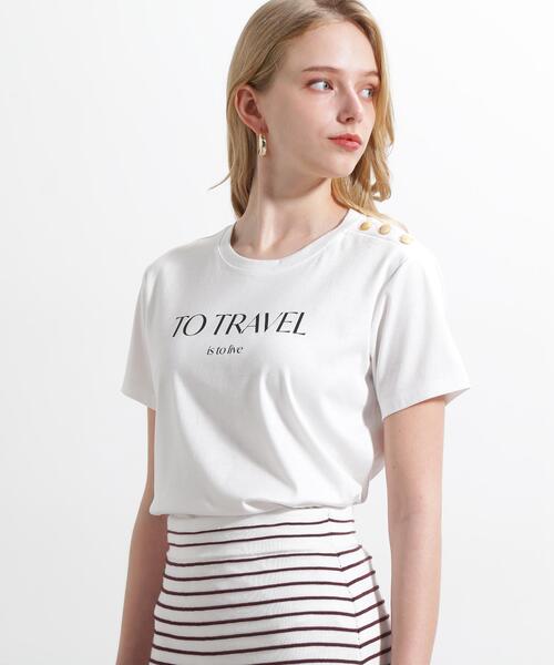 PINKY&DIANNE(ピンキーアンドダイアン)の「◆"TO TRAVEL"ロゴTシャツ(Tシャツ/カットソー・レディース・ネイビー/ホワイト・38)」の5枚目の写真