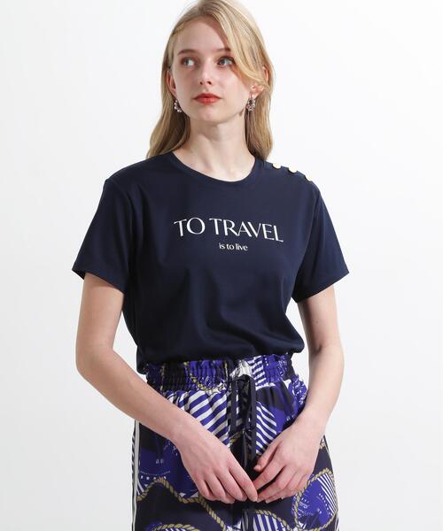 PINKY&DIANNE(ピンキーアンドダイアン)の「◆"TO TRAVEL"ロゴTシャツ(Tシャツ/カットソー・レディース・ネイビー/ホワイト・38)」の18枚目の写真