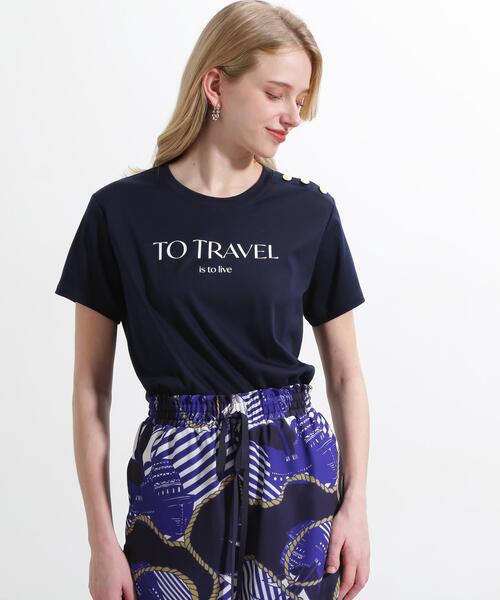 PINKY&DIANNE(ピンキーアンドダイアン)の「◆"TO TRAVEL"ロゴTシャツ(Tシャツ/カットソー・レディース・ネイビー/ホワイト・38)」の17枚目の写真