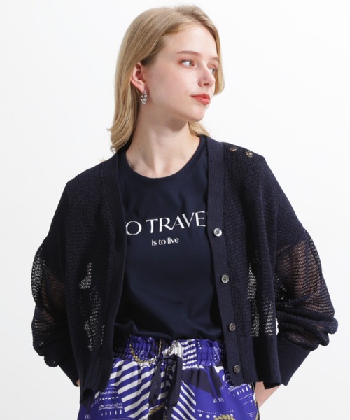 PINKY&DIANNE(ピンキーアンドダイアン)の「◆"TO TRAVEL"ロゴTシャツ(Tシャツ/カットソー・レディース・ネイビー/ホワイト・38)」の3枚目の写真