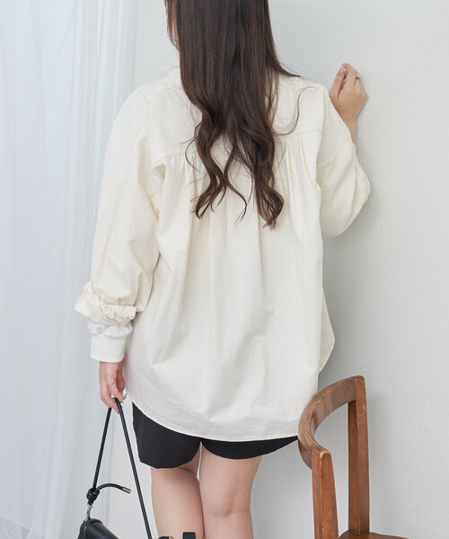 Remind me and forever(リマインドミーアンドフォーエバー)の「【5色展開!】8本タックビッグシャツ(シャツ/ブラウス・レディース・サックスブルー/その他1/ブルー/アイボリー/ストライプ・FREE)」の21枚目の写真