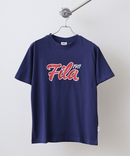 FILA T-SHIRTS コットン 刺繍/プリント/ポケット ロゴTシャツ（T