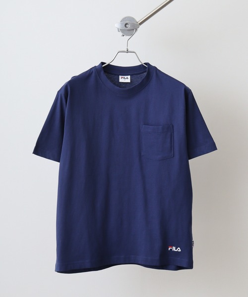 FILA T-SHIRTS コットン 刺繍/プリント/ポケット ロゴTシャツ（T