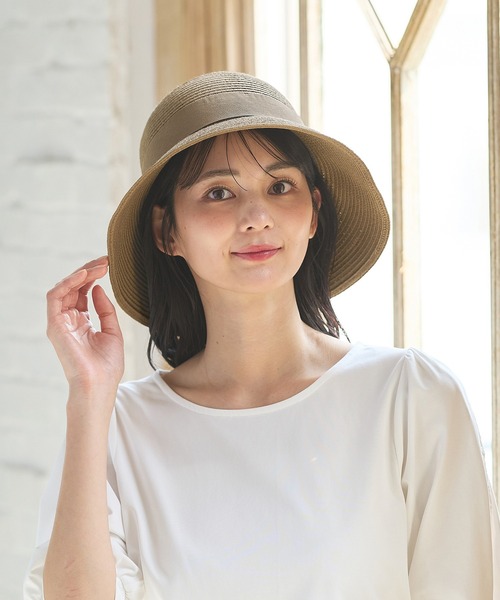 Honeys（ハニーズ）の「【ウォッシャブル】洗えてたためるつば広帽（ハット・レディース・アイボリー系/グレイッシュベージュ/グレー系その他/ネイビー・FREE）」の14枚目の写真