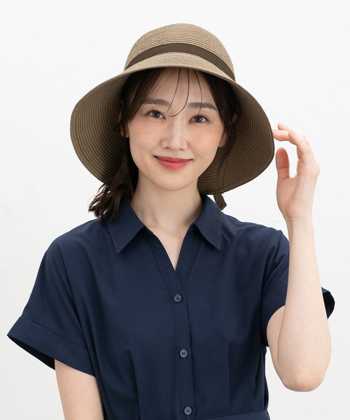 Honeys（ハニーズ）の「【ウォッシャブル】洗えてたためるつば広帽（ハット・レディース・アイボリー系/グレイッシュベージュ/グレー系その他/ネイビー・FREE）」の17枚目の写真