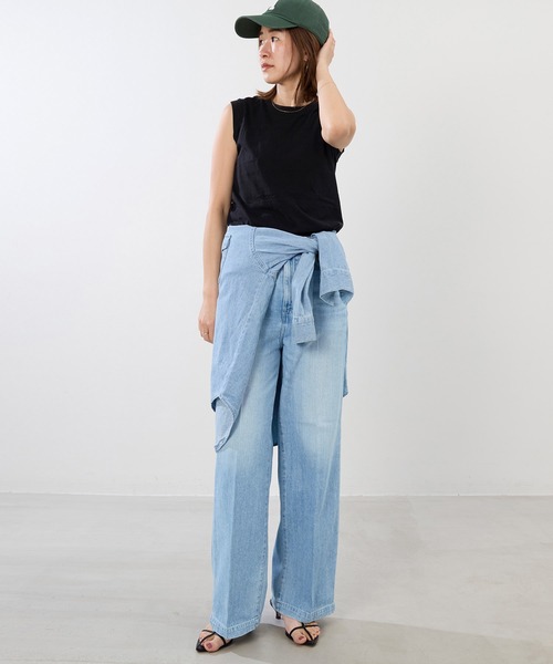 RED CARD TOKYO（レッドカード）の「【RED CARD TOKYO】Slogan-ルーズストレートデニムパンツ（デニムパンツ・レディース・ライトブルー・23/24）」の22枚目の写真