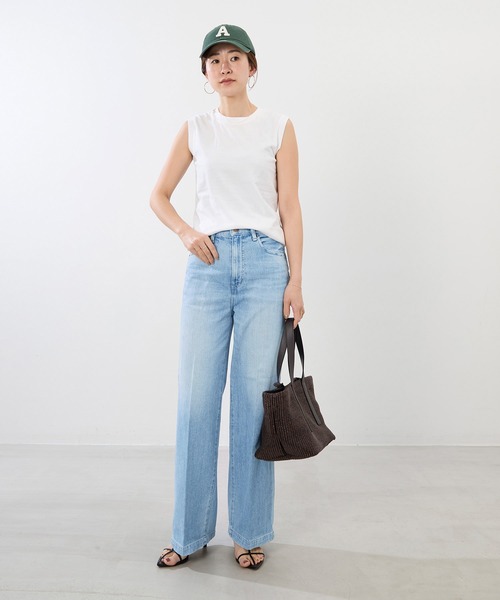 RED CARD TOKYO（レッドカード）の「【RED CARD TOKYO】Slogan-ルーズストレートデニムパンツ（デニムパンツ・レディース・ライトブルー・23/24）」の2枚目の写真