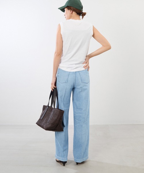 RED CARD TOKYO（レッドカード）の「【RED CARD TOKYO】Slogan-ルーズストレートデニムパンツ（デニムパンツ・レディース・ライトブルー・23/24）」の4枚目の写真