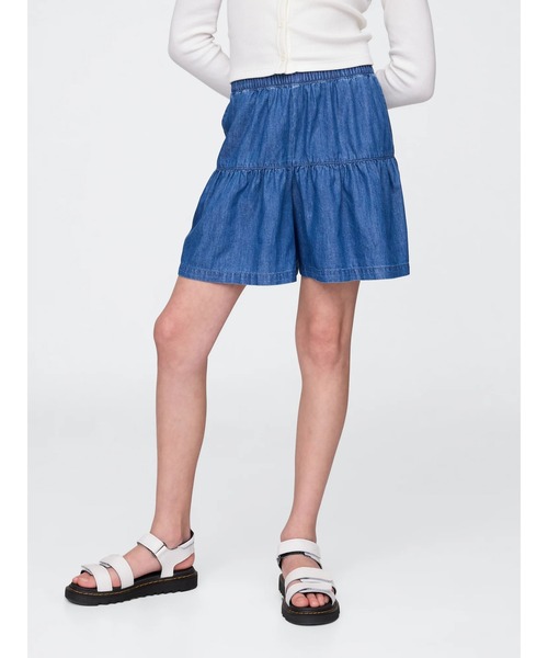 GAP（ギャップ）の「プルオン シャンブレー キュロット ショートパンツ (キッズ)（その他パンツ・キッズ・インディゴブルー/ベージュ・130cm/140cm/150cm/160cm/110cm/120cm）」の2枚目の写真