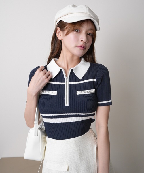 LIPSERVICE（リップサービス）の「ハーフZIPチェーンポケットニット（ニット/セーター・レディース・ブラック/アイボリー/その他1・FREE）」の20枚目の写真