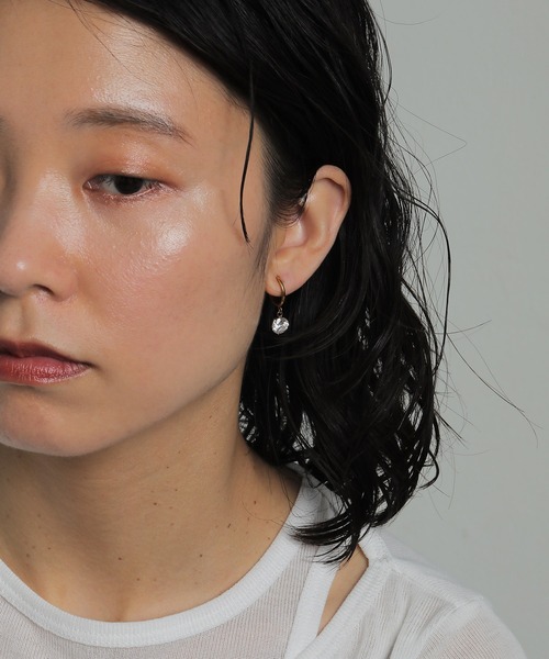 ORLEAN（オルレアン）の「【ORLEAN】ストーンフープイヤリング（イヤリング・レディース・シルバー/ゴールド・フリー）」の8枚目の写真