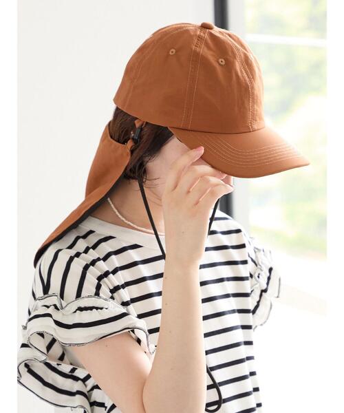 Samansa Mos2 blue(サマンサモスモスブルー)の「【接触冷感】ネックカバー付キャップ(ハット・レディース・キャメル/ベージュ/ブラック・F)」の3枚目の写真