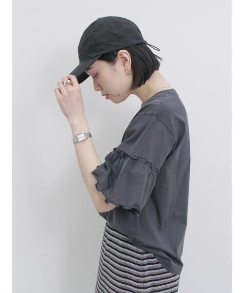 Samansa Mos2 blue（サマンサモスモスブルー）の「【接触冷感】ネックカバー付キャップ（ハット・レディース・キャメル/ベージュ/ブラック・F）」の5枚目の写真