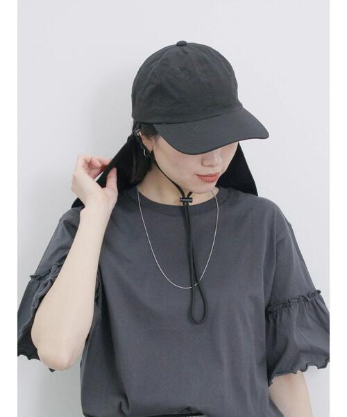 Samansa Mos2 blue(サマンサモスモスブルー)の「【接触冷感】ネックカバー付キャップ(ハット・レディース・キャメル/ベージュ/ブラック・F)」の7枚目の写真