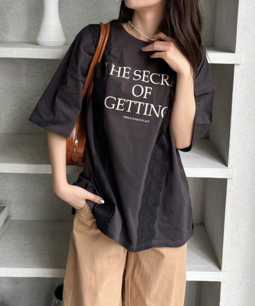 Good Riddance(グッドリダンス)の「【Good Riddance】ロゴレース付き オーバーサイズTシャツ(Tシャツ/カットソー・レディース・オフホワイト/ナチュラル/ブラック・FREE)」の16枚目の写真