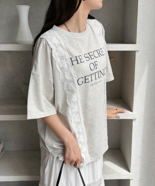 Good Riddance(グッドリダンス)の「【Good Riddance】ロゴレース付き オーバーサイズTシャツ(Tシャツ/カットソー・レディース・オフホワイト/ナチュラル/ブラック・FREE)」の17枚目の写真