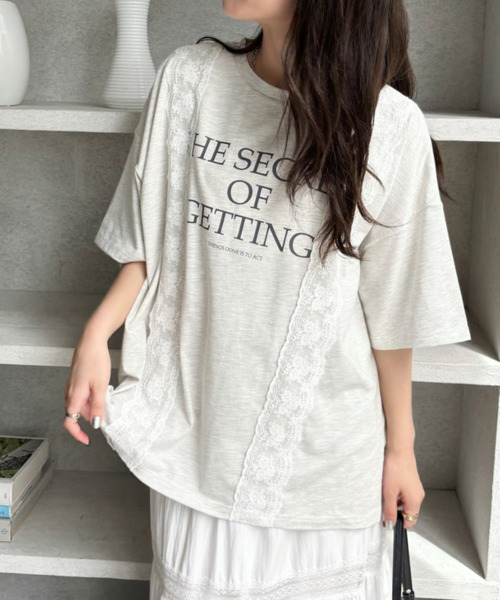 Good Riddance(グッドリダンス)の「【Good Riddance】ロゴレース付き オーバーサイズTシャツ(Tシャツ/カットソー・レディース・オフホワイト/ナチュラル/ブラック・FREE)」の19枚目の写真
