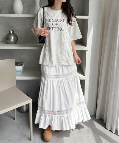 Good Riddance(グッドリダンス)の「【Good Riddance】ロゴレース付き オーバーサイズTシャツ(Tシャツ/カットソー・レディース・オフホワイト/ナチュラル/ブラック・FREE)」の9枚目の写真