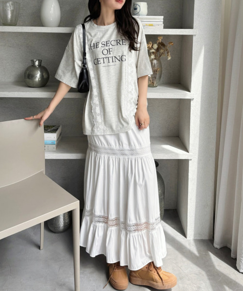 Good Riddance(グッドリダンス)の「【Good Riddance】ロゴレース付き オーバーサイズTシャツ(Tシャツ/カットソー・レディース・オフホワイト/ナチュラル/ブラック・FREE)」の18枚目の写真