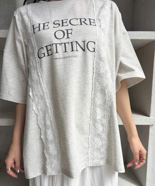 Good Riddance(グッドリダンス)の「【Good Riddance】ロゴレース付き オーバーサイズTシャツ(Tシャツ/カットソー・レディース・オフホワイト/ナチュラル/ブラック・FREE)」の5枚目の写真