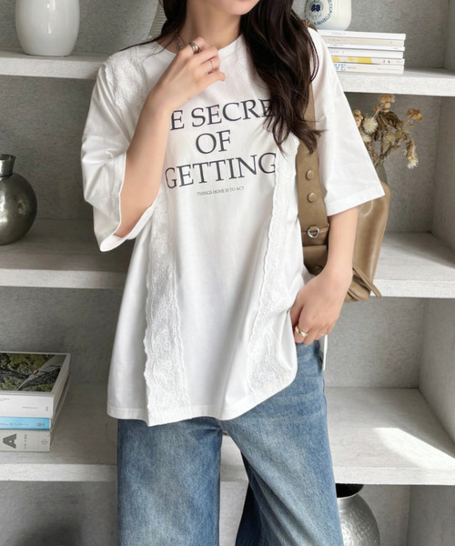 Good Riddance(グッドリダンス)の「【Good Riddance】ロゴレース付き オーバーサイズTシャツ(Tシャツ/カットソー・レディース・オフホワイト/ナチュラル/ブラック・FREE)」の11枚目の写真
