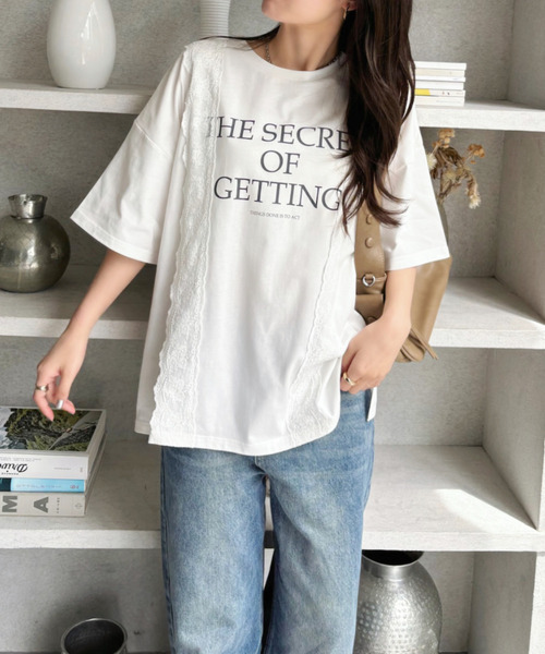 Good Riddance(グッドリダンス)の「【Good Riddance】ロゴレース付き オーバーサイズTシャツ(Tシャツ/カットソー・レディース・オフホワイト/ナチュラル/ブラック・FREE)」の13枚目の写真