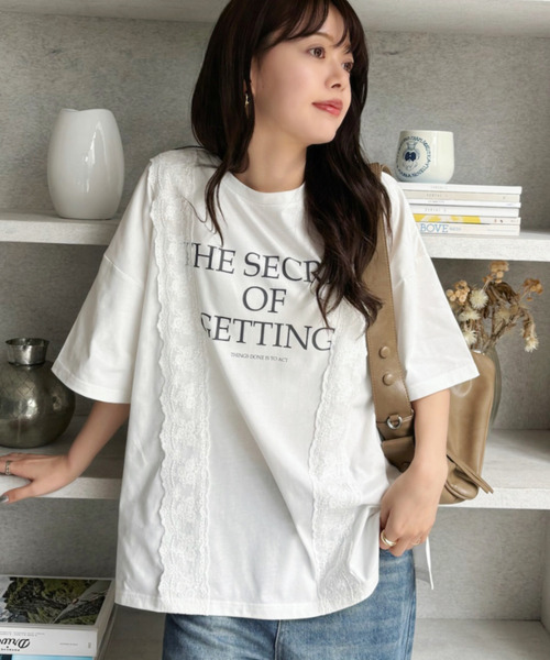 Good Riddance(グッドリダンス)の「【Good Riddance】ロゴレース付き オーバーサイズTシャツ(Tシャツ/カットソー・レディース・オフホワイト/ナチュラル/ブラック・FREE)」の14枚目の写真