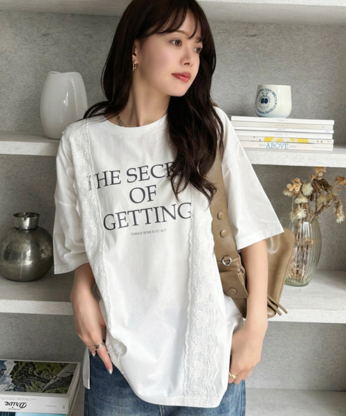 Good Riddance(グッドリダンス)の「【Good Riddance】ロゴレース付き オーバーサイズTシャツ(Tシャツ/カットソー・レディース・オフホワイト/ナチュラル/ブラック・FREE)」の12枚目の写真