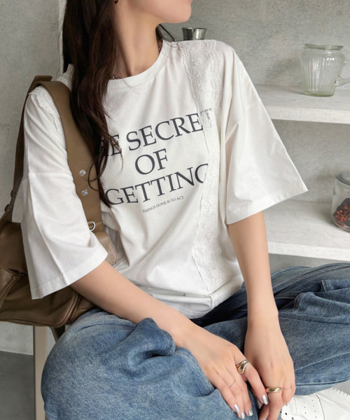 Good Riddance(グッドリダンス)の「【Good Riddance】ロゴレース付き オーバーサイズTシャツ(Tシャツ/カットソー・レディース・オフホワイト/ナチュラル/ブラック・FREE)」の8枚目の写真
