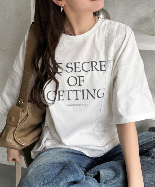 Good Riddance(グッドリダンス)の「【Good Riddance】ロゴレース付き オーバーサイズTシャツ(Tシャツ/カットソー・レディース・オフホワイト/ナチュラル/ブラック・FREE)」の10枚目の写真