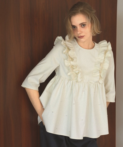 【タグ付き】ペプラムフリルトップス セール】ペプラムフリルパールトップス（シャツ/ブラウス）｜MERAKI