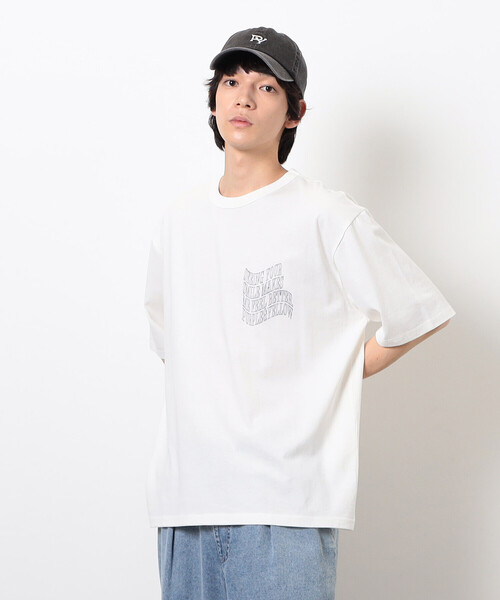 Purple&Yellow(パープルアンドイエロー)の「ウェーブメッセージプリント 半袖Tシャツ(Tシャツ/カットソー・メンズ・ブラック/オートミール/ホワイト/ブラウン・SMALL/MEDIUM/LARGE)」の8枚目の写真