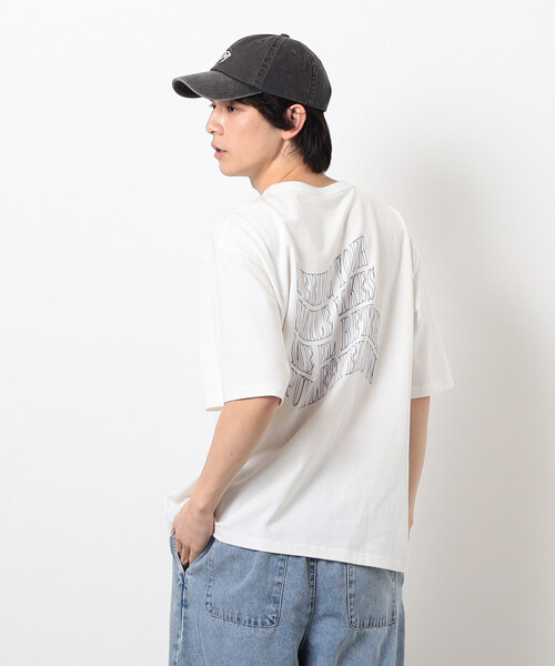 Purple&Yellow(パープルアンドイエロー)の「ウェーブメッセージプリント 半袖Tシャツ(Tシャツ/カットソー・メンズ・ブラック/オートミール/ホワイト/ブラウン・SMALL/MEDIUM/LARGE)」の9枚目の写真