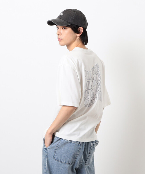 Purple&Yellow(パープルアンドイエロー)の「ウェーブメッセージプリント 半袖Tシャツ(Tシャツ/カットソー・メンズ・ブラック/オートミール/ホワイト/ブラウン・SMALL/MEDIUM/LARGE)」の10枚目の写真