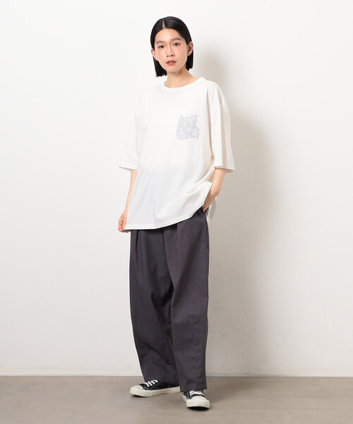 Purple&Yellow(パープルアンドイエロー)の「ウェーブメッセージプリント 半袖Tシャツ(Tシャツ/カットソー・メンズ・ブラック/オートミール/ホワイト/ブラウン・SMALL/MEDIUM/LARGE)」の11枚目の写真