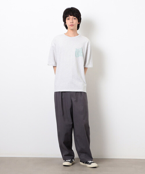 Purple&Yellow(パープルアンドイエロー)の「ウェーブメッセージプリント 半袖Tシャツ(Tシャツ/カットソー・メンズ・ブラック/オートミール/ホワイト/ブラウン・SMALL/MEDIUM/LARGE)」の16枚目の写真