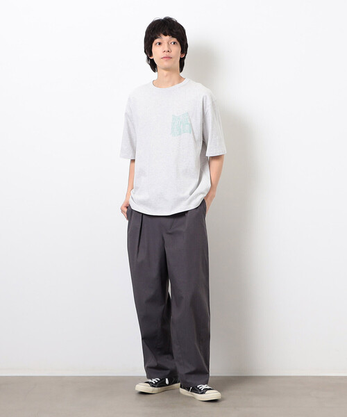 Purple&Yellow(パープルアンドイエロー)の「ウェーブメッセージプリント 半袖Tシャツ(Tシャツ/カットソー・メンズ・ブラック/オートミール/ホワイト/ブラウン・SMALL/MEDIUM/LARGE)」の17枚目の写真