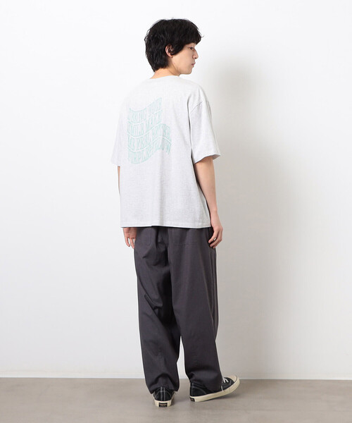 Purple&Yellow(パープルアンドイエロー)の「ウェーブメッセージプリント 半袖Tシャツ(Tシャツ/カットソー・メンズ・ブラック/オートミール/ホワイト/ブラウン・SMALL/MEDIUM/LARGE)」の18枚目の写真