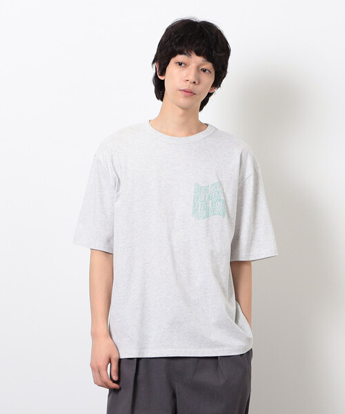 Purple&Yellow(パープルアンドイエロー)の「ウェーブメッセージプリント 半袖Tシャツ(Tシャツ/カットソー・メンズ・ブラック/オートミール/ホワイト/ブラウン・SMALL/MEDIUM/LARGE)」の19枚目の写真