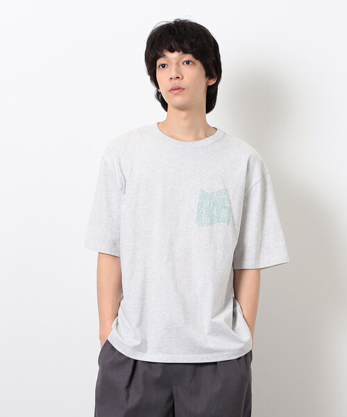 Purple&Yellow(パープルアンドイエロー)の「ウェーブメッセージプリント 半袖Tシャツ(Tシャツ/カットソー・メンズ・ブラック/オートミール/ホワイト/ブラウン・SMALL/MEDIUM/LARGE)」の20枚目の写真