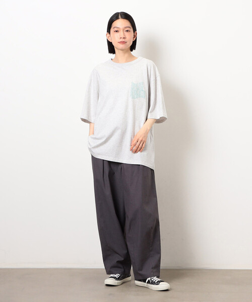 Purple&Yellow(パープルアンドイエロー)の「ウェーブメッセージプリント 半袖Tシャツ(Tシャツ/カットソー・メンズ・ブラック/オートミール/ホワイト/ブラウン・SMALL/MEDIUM/LARGE)」の21枚目の写真