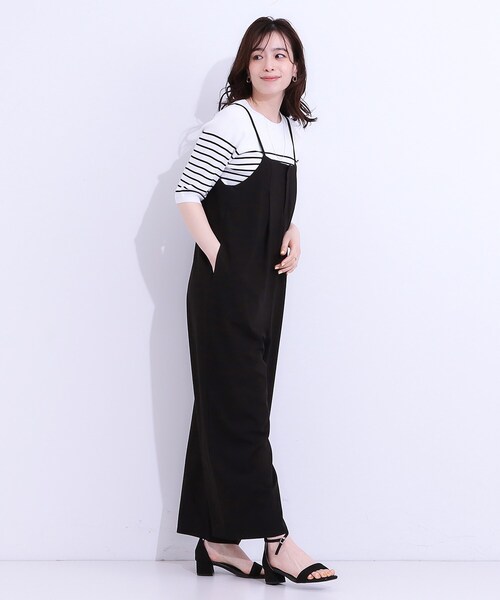 DRESKIP（ドレスキップ）の「【S-LL】着丈が調節できる 大人の麻調サロペット（サロペット/オーバーオール・レディース・ベージュ系5/チャコール/ブラック・01/02/03/04）」の5枚目の写真