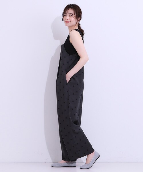 DRESKIP（ドレスキップ）の「【S-LL】着丈が調節できる 大人の麻調サロペット（サロペット/オーバーオール・レディース・ベージュ系5/チャコール/ブラック・01/02/03/04）」の8枚目の写真