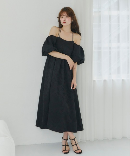 3wayジャガードパフスリーブワンピース（ドレス）｜Olu.（オルドット