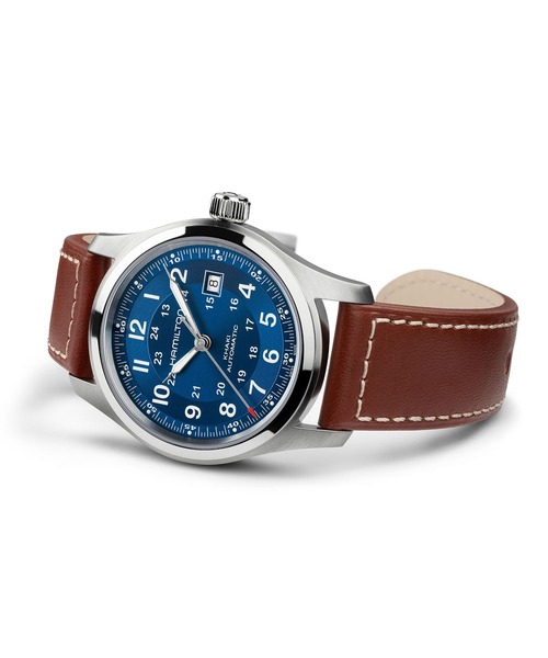 HAMILTON（ハミルトン）の「HAMILTON [ハミルトン] 腕時計 Khaki Field （カーキ フィールド）  オート 自動巻き 42MM ブルー×ブラウン（アナログ腕時計・メンズ・ブルー・FREE）」の3枚目の写真