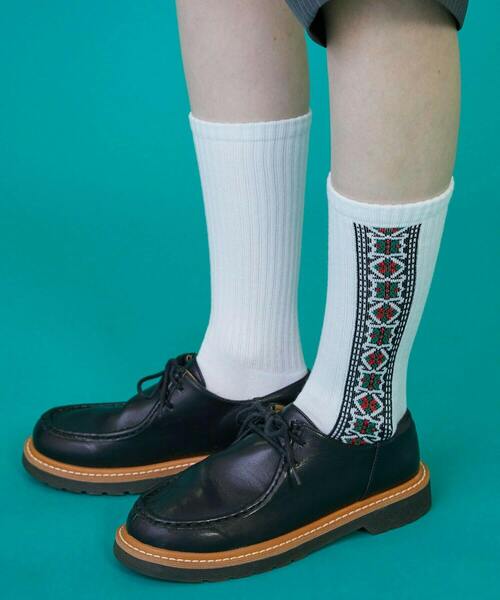 FRAPBOIS（フラボア）の「チロリアンソックス（ソックス/靴下・レディース・ネイビー/ホワイト/ブラック・FREE）」の8枚目の写真