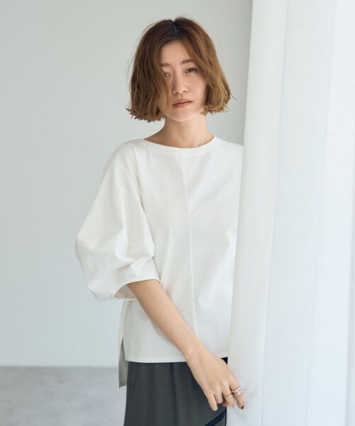 YECCA VECCA（イェッカヴェッカ）の「バルーンスリーブプルオーバー（Tシャツ/カットソー・レディース・ブラック/オフホワイト/チャコールグレー・FREE）」の7枚目の写真