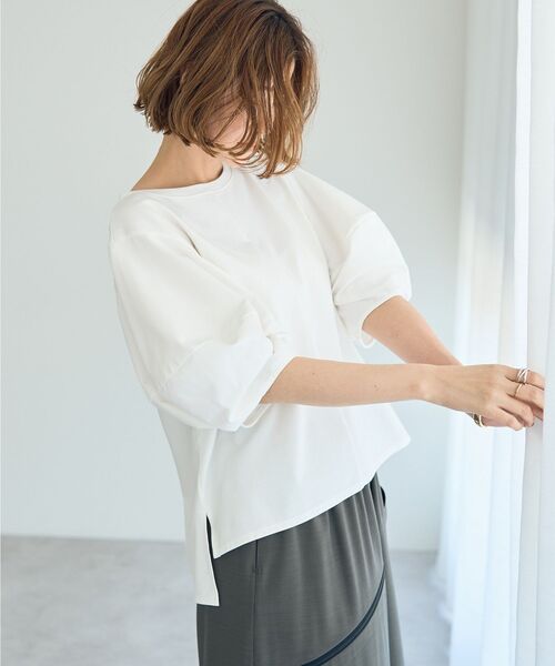 YECCA VECCA（イェッカヴェッカ）の「バルーンスリーブプルオーバー（Tシャツ/カットソー・レディース・ブラック/オフホワイト/チャコールグレー・FREE）」の9枚目の写真